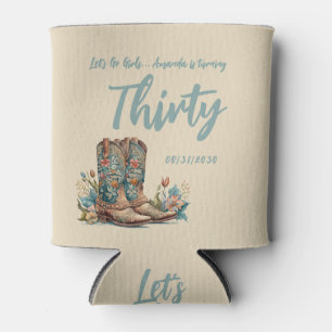 Western Boots Floral Thirtieth Birthday Party Can Cooler