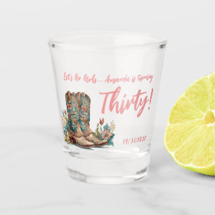Western Boots Floral Thirtieth Birthday Shot Glass