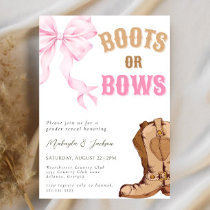 Western Boots or Bows Gender Reveal Invitation