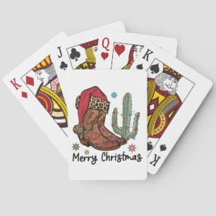 Western Boots Santa Merry Christmas Boots Xmas Poker Cards