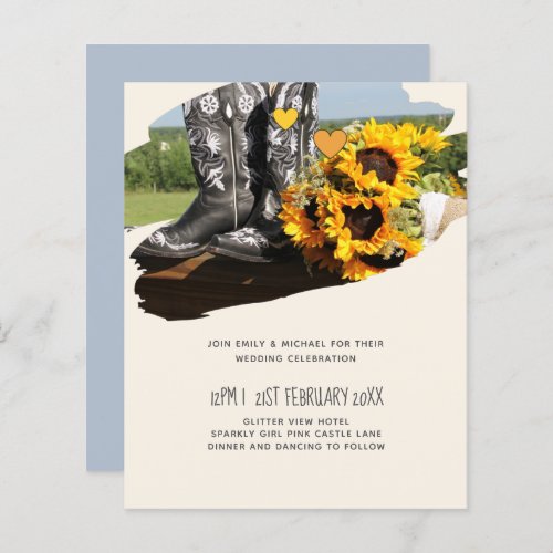 Western Boots Sunflowers Rustic Wedding