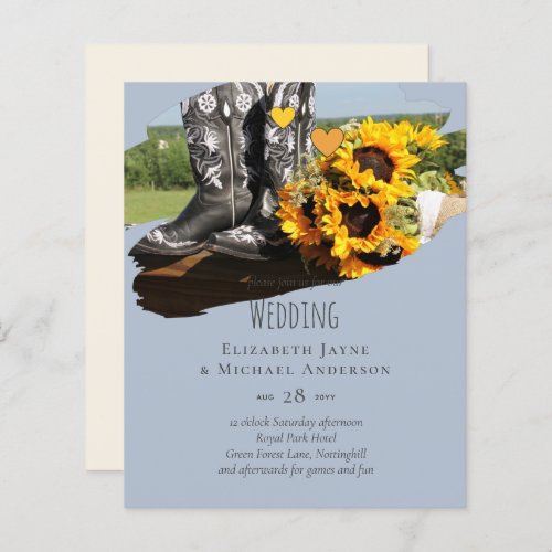 Western Boots Sunflowers Rustic Wedding