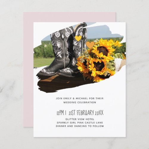 Western Boots Sunflowers Rustic Wedding