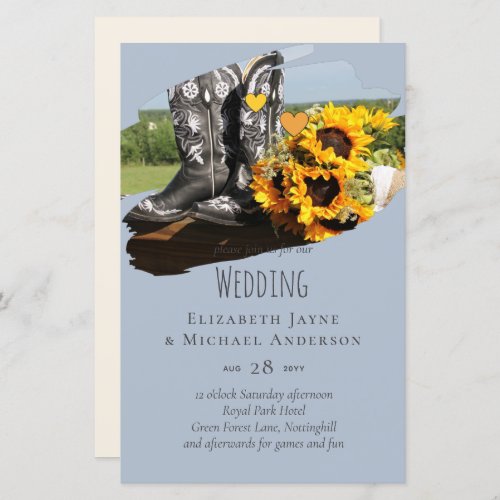 Western Boots Sunflowers Rustic Wedding