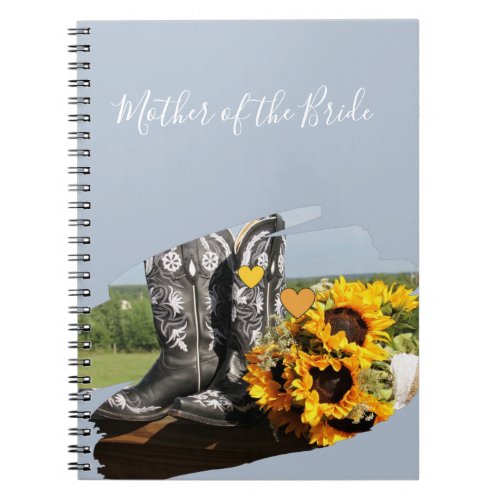 Western Boots Sunflowers Rustic Wedding Notebook