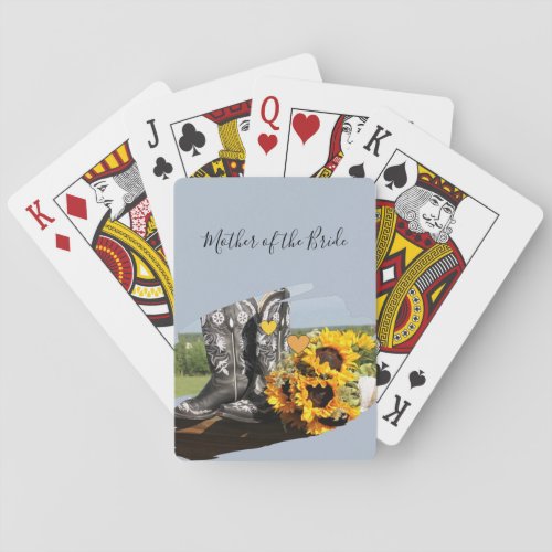 Western Boots Sunflowers Rustic Wedding Poker Cards
