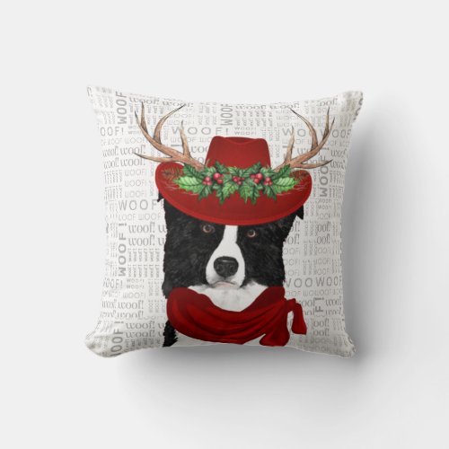 Western Border Collie Pet Lover Christmas Throw Pillow