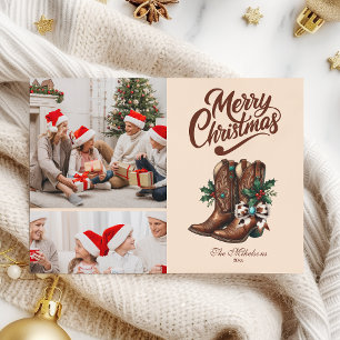 Western Bow & Boots Christmas 2 Photo  Holiday Card
