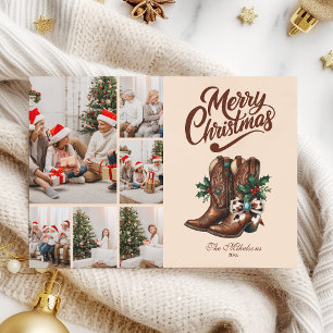 Western Bow & Boots Christmas 6 Photo  Holiday Card