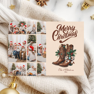 Western Bow & Boots Christmas 9 Photo  Holiday Card