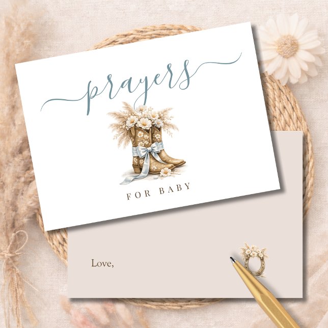Western Boy Baby Shower Activity Prayers For Baby Thank You Card (Creator Uploaded)