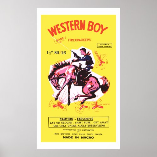 Western Boy Vintage US Firecracker Poster