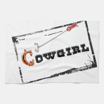 Western "branded Cowgirl" Kitchen Towels by BootsandSpurs at Zazzle