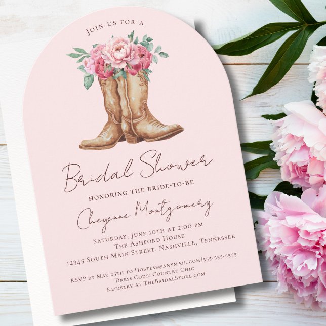 Western Bridal Shower Blush Pink Elegant Arch Invitation (Creator Uploaded)