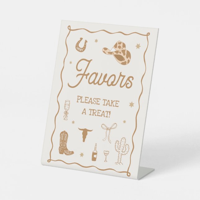 Western Bridal Shower Favor Pedestal Sign (Front)