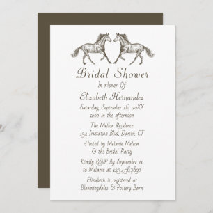 Western Bridal Shower Horses Brown Equestrian Invitation