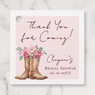 Western Bridal Shower Pink Floral Thank You Favor Tags