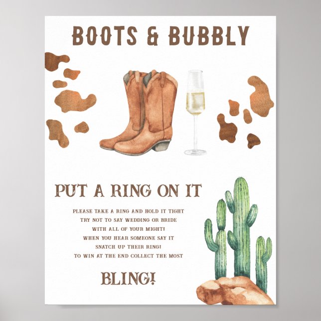Western bridal shower Put a ring on it game Poster (Front)