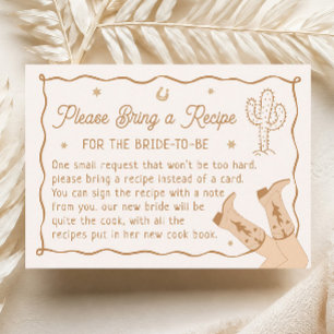 Western Bridal Shower Recipe Request Enclosure Card