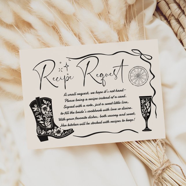 Western Bridal Shower Recipe Request  Enclosure Card (Creator Uploaded)