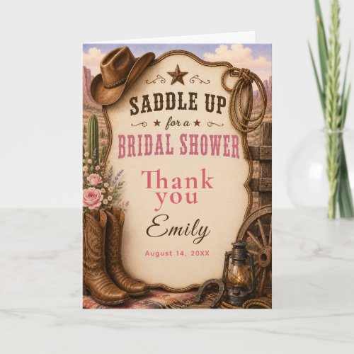 Western Bridal Shower Thank You Card