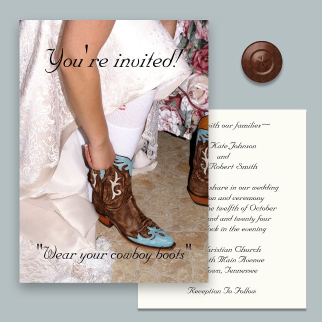 Western Bride with Cowgirl Boots Invitation (Creator Uploaded)