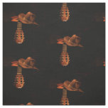 Western Bronze Cowboy Hat and Guitar Print Fabric