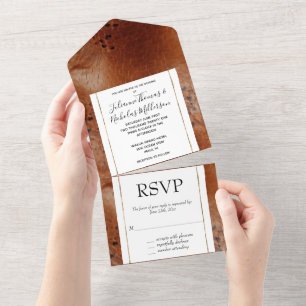 Western Brown Animal Print Wedding All In One Invitation