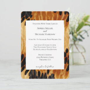 Western Brown Black Cow Animal print Wedding Invitation