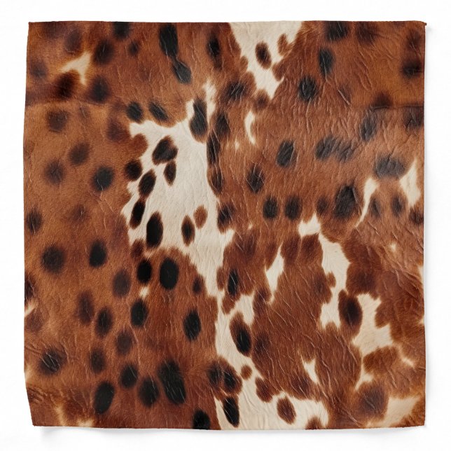 Western Brown Black Cowboy Cowhide Bandana (Front)