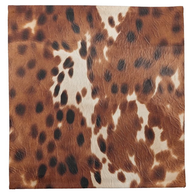 Western Brown Black Cowboy Cowhide Cloth Napkin (Front)