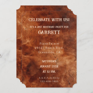 Western Brown Black Cowboy Cowhide Invitation