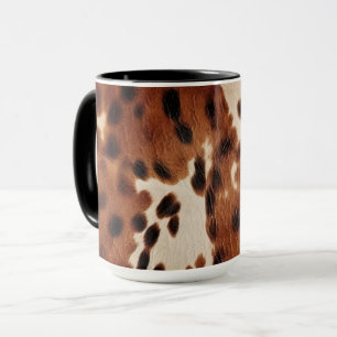 Western Brown Black Cowboy Cowhide Mug