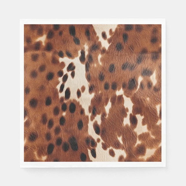 Western Brown Black Cowboy Cowhide Napkins (Front)