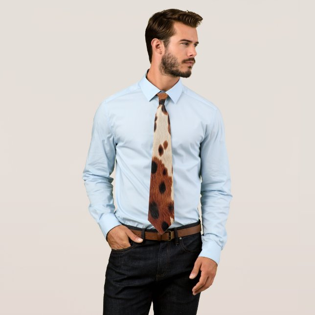 Western Brown Black Cowboy Cowhide Neck Tie (In Situ)