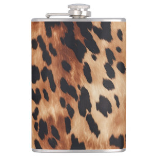 Western Brown Black Cowhide Animal Flask