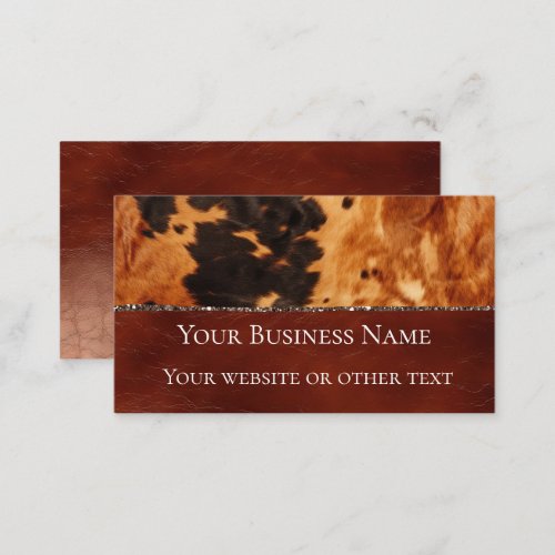 Western Brown Black Cowhide Business Card