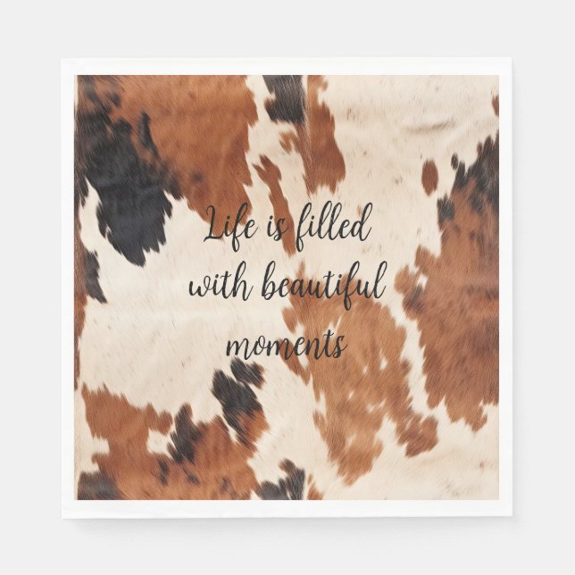 Western Brown Black Cowhide Napkins (Front)