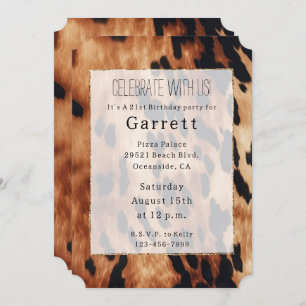 Western Brown Black Cream Cowhide Invitation