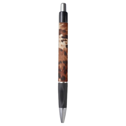 Western Brown Black Cream Cowhide Pen