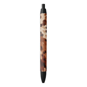 Western Brown Black Cream Cowhide Pen
