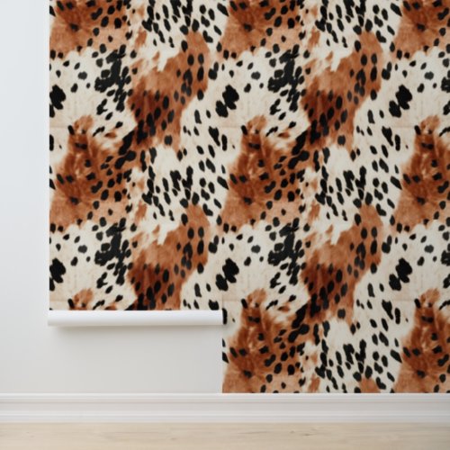 Western Brown Black Cream Cowhide Wallpaper