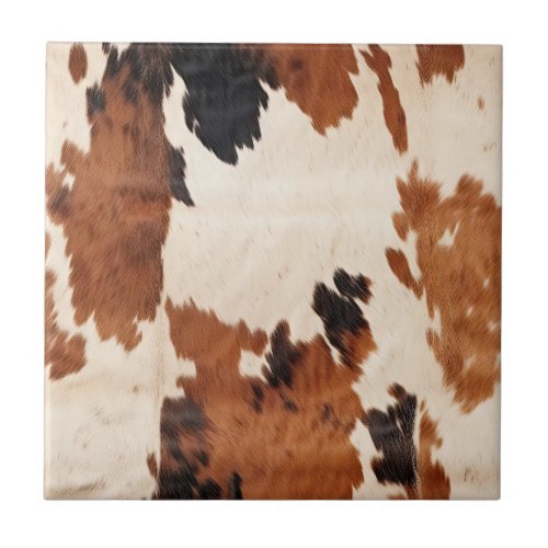 Western Brown Black White Cowhide Ceramic Tile