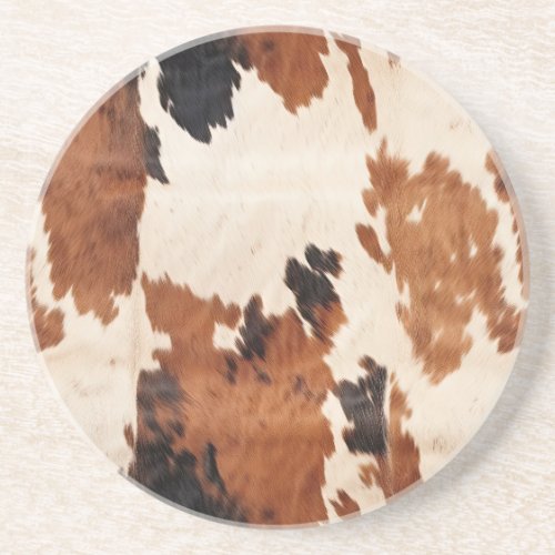 Western Brown Black White Cowhide Coaster