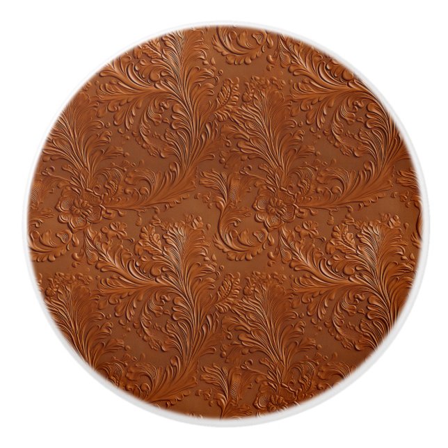 Western Brown Bohemian Art Ceramic Knob (Front)