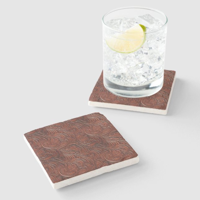 Western Brown Bohemian Art Stone Coaster (Side)