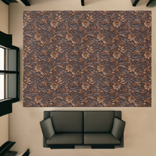 Western Brown Cowgirl Bohemian Floral Rug