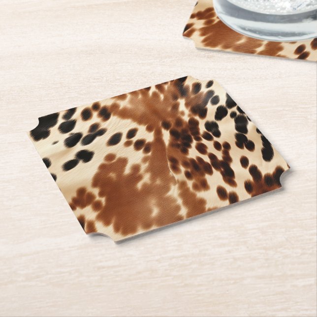 Western Brown Cowhide Paper Coaster (Angled)