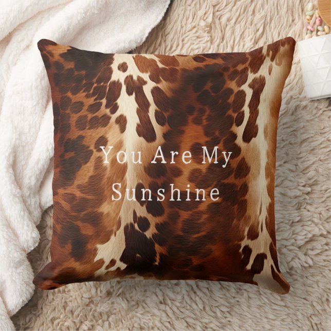 Western Brown Cowhide Throw Pillow (Blanket)