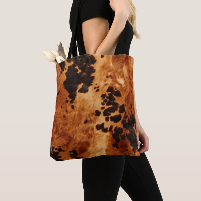 Western Brown Cowhide Tote Bag (Close Up)